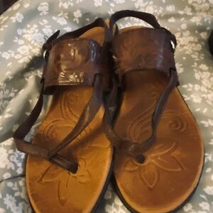 b.o.c. Dark Brown Floral Sandals